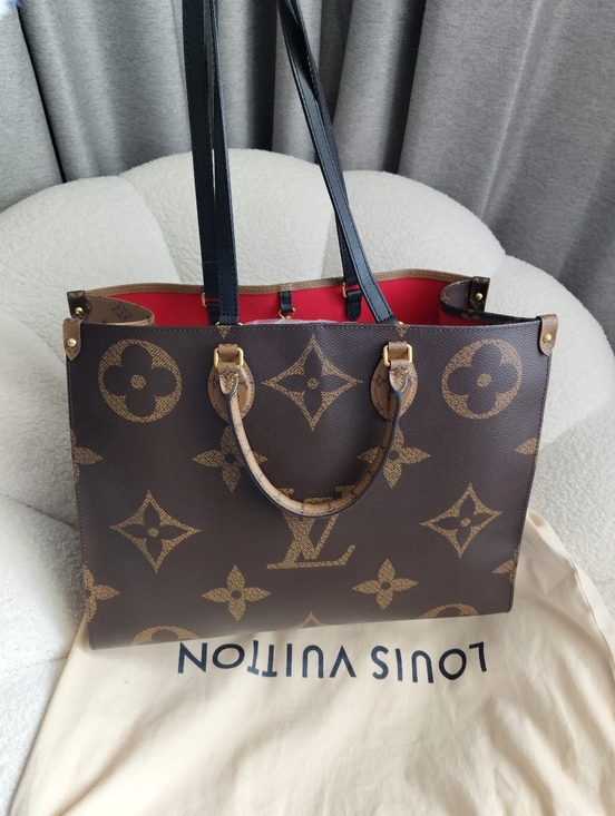 Louis Vuitton Handbags - Louis Vuitton Monogram Canvas Tote with Red Interior and Black Straps